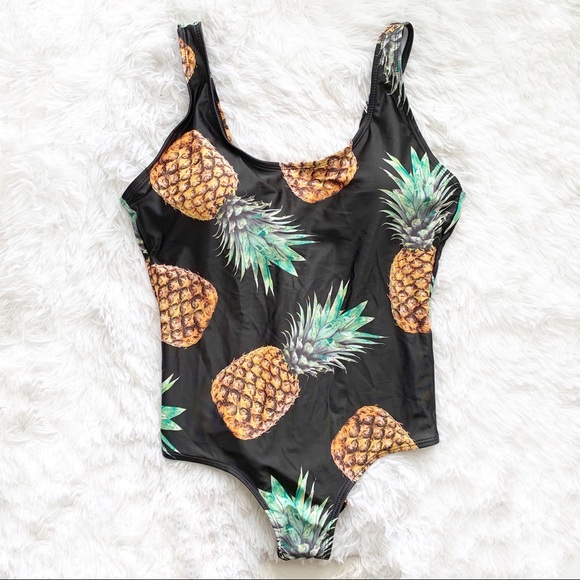 none Other - Pineapple Print One Piece Tank Swimsuit